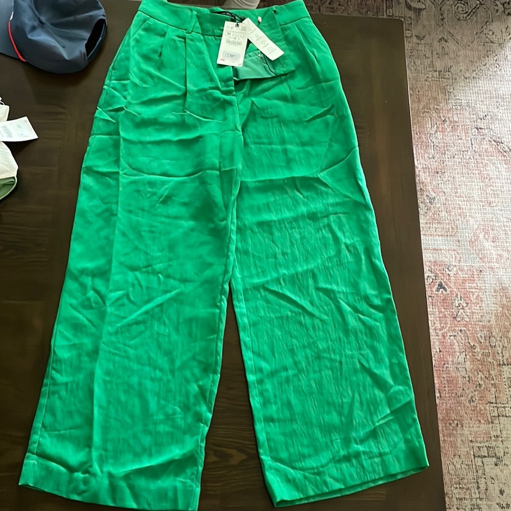 Green Zara trousers